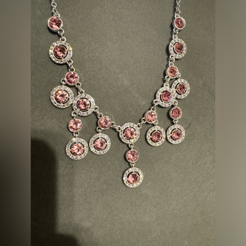 Monet Silver Tone Rhinestone Statement Necklace - image 3